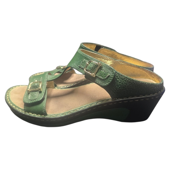 Alegria Lara Green Wedge Sandal LAR-119 Shoe Women's EU 39/US 8.5  2" Heel - Picture 1 of 9